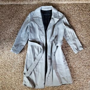 Vintage Grey Leather Belted Trench Coat 24K by Dan di Modes